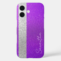 Custom Name Purple & Silver Glitter