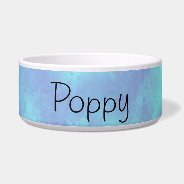 Custom Name Purple Storm Ceramic Pet Bowl (Front)