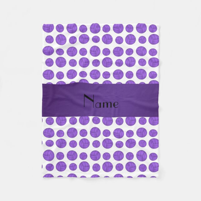 Custom name purple volleyball pattern fleece blanket (Front)