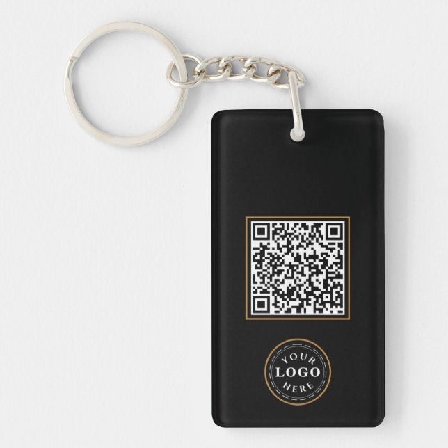 Custom Name & QR Code Rectangle Keychain (2-Sided) (Front)
