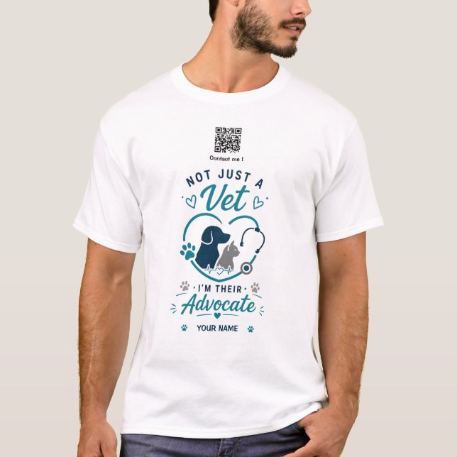 Custom Name & QR Code Veterinarian  T-Shirt (Front)