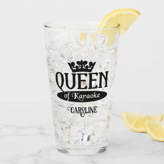 Custom Name Queen of Karaoke Glass (Back Ice)