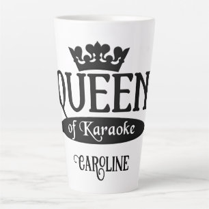 Custom Name Queen of Karaoke Latte Mug