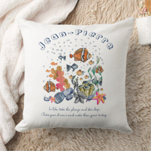 Custom Name Quote Tropical Fish Ocean Colourful Cushion