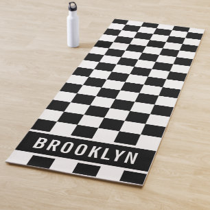 Custom Name Racing Chequerboard Pattern Template Yoga Mat