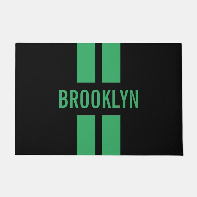 Custom Name Racing Fan Race Double Stripes Classic Doormat (Front)