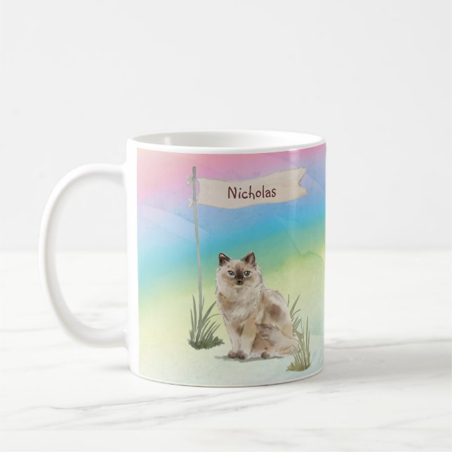 Custom Name Ragdoll Cat Pet Coffee Mug (Left)