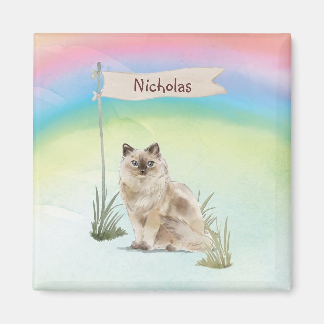 Custom Name Ragdoll Cat Pet Magnet (Front)