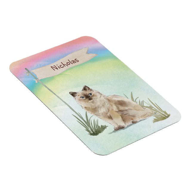 Custom Name Ragdoll Cat Pet Magnet (Right Side)