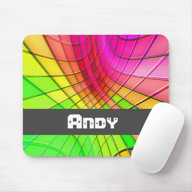 Custom name rainbow blocks mouse pad (With Mouse)