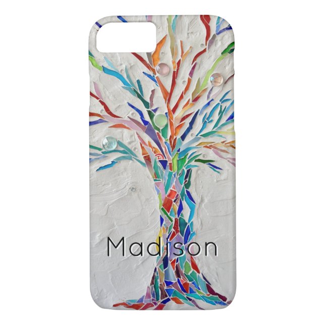 Custom Name Rainbow Coloured Tree Case-Mate iPhone Case (Back)