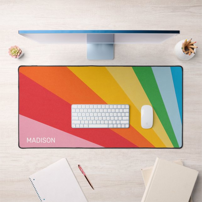 Custom Name Rainbow Colours Desk Mat (Office 1)