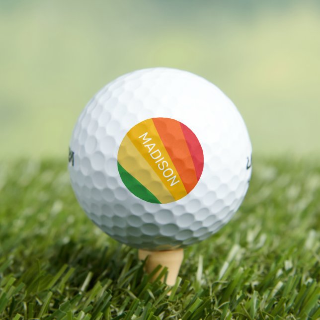 Custom Name Rainbow Colours Golf Balls (Insitu Tee)