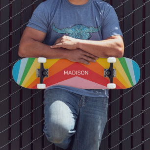 Custom Name Rainbow Colours Skateboard