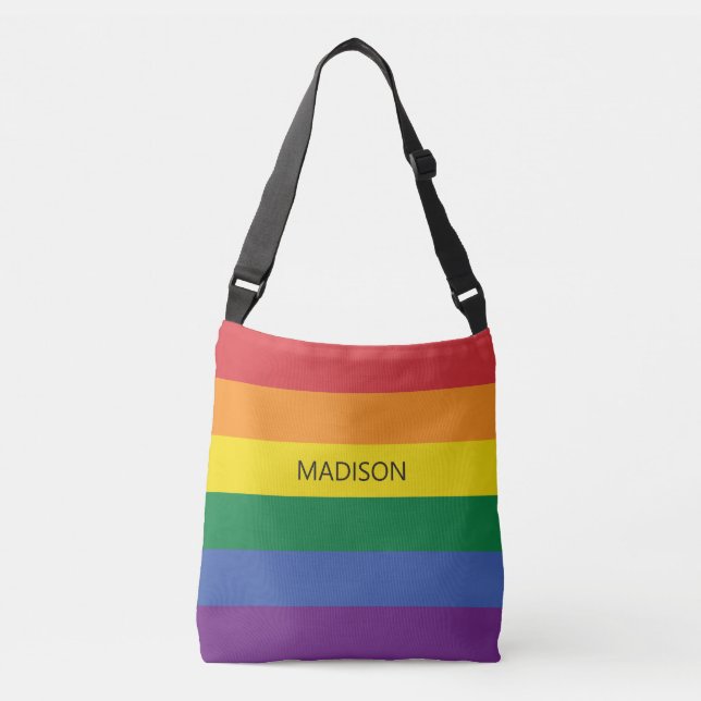 Custom Name Rainbow Flag Crossbody Bag (Front)