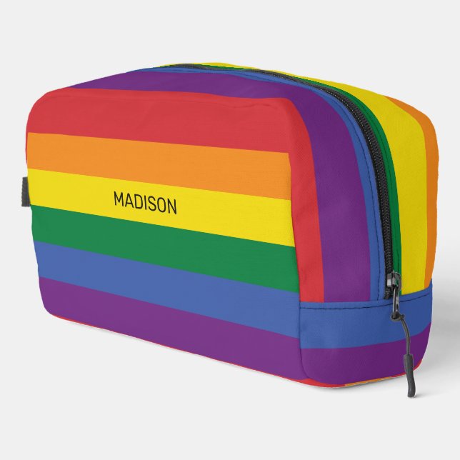 Custom Name Rainbow Flag Dopp Kit (Right Corner)