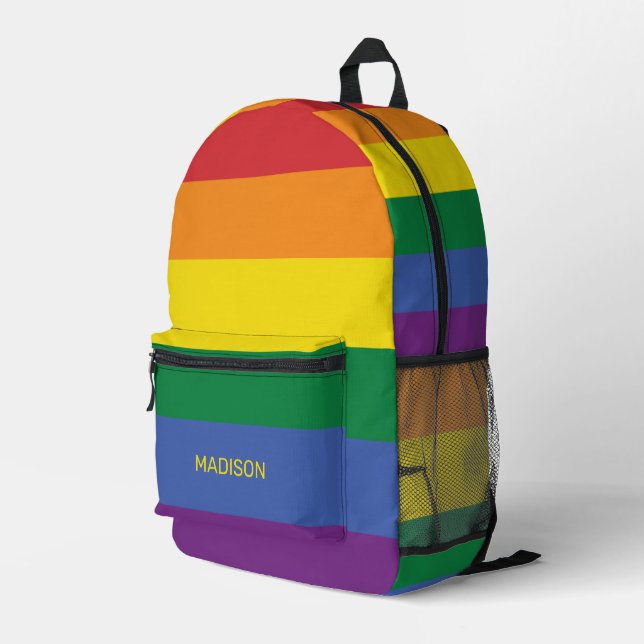 Custom Name Rainbow Flag Printed Backpack (Back Corner Right)