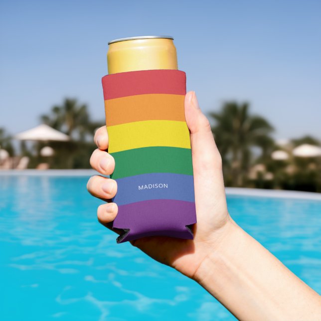 Custom Name Rainbow Flag Seltzer Can Cooler (In Situ Pool)
