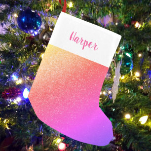 Custom Name Rainbow Glitter  Small Christmas Stocking