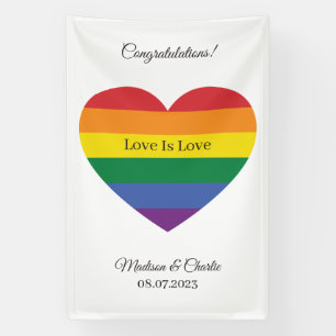 Custom Name Rainbow Heart Banner