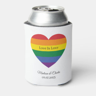 Custom Name Rainbow Heart Can Cooler