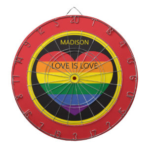 Custom Name Rainbow Heart Dartboard
