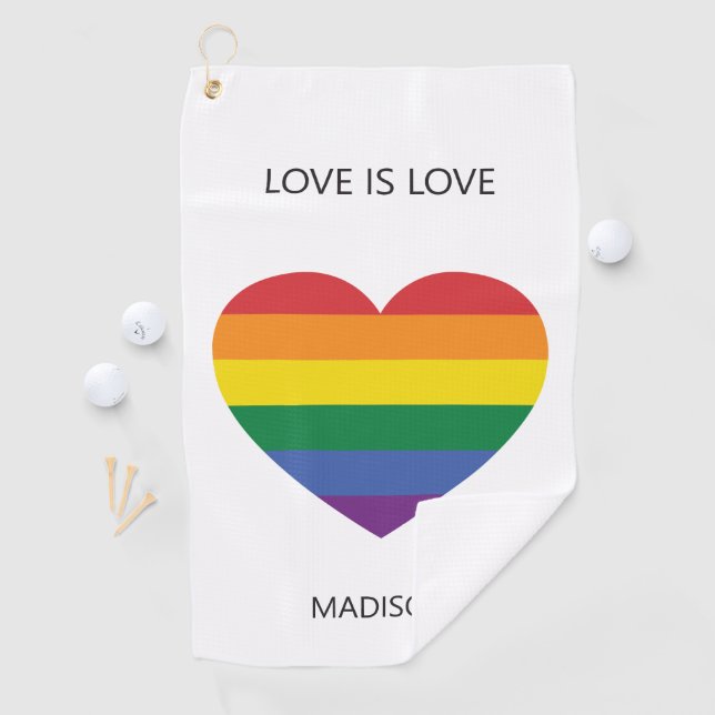 Custom Name Rainbow Heart Golf Towel (InSitu)