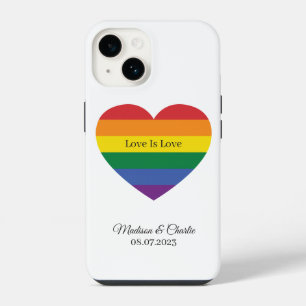 Custom Name Rainbow Heart iPhone 14 Case