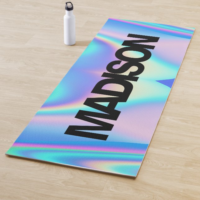 Custom Name Rainbow Holographic Modern Yoga Mats (In Situ)