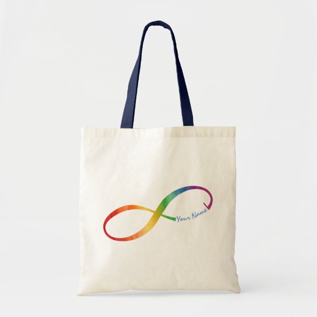 Custom Name Rainbow Infinity Tote Bag (Front)