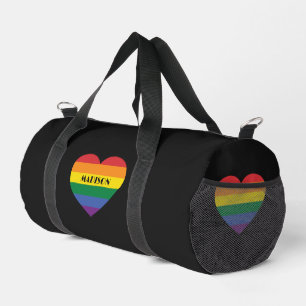 Custom Name Rainbow Love Duffle Bag