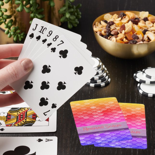 Custom Name Rainbow Mermaid Scales Playing Cards (In Situ)