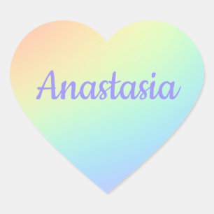 Custom Name Rainbow Ombre Heart Sticker