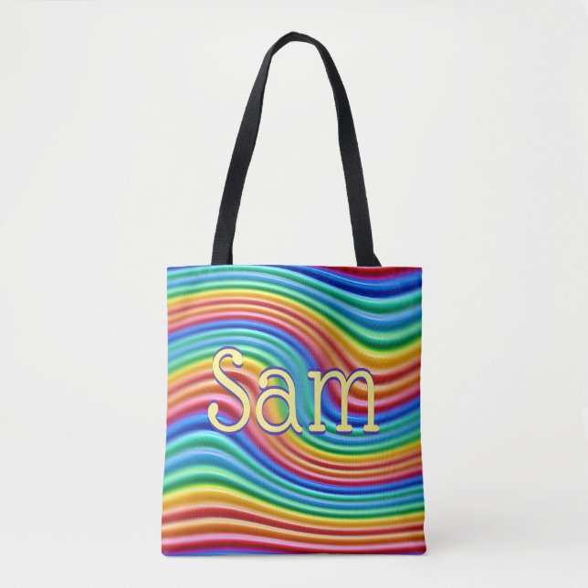 Custom name Rainbow Pride Tote Bag. Bag (Front)