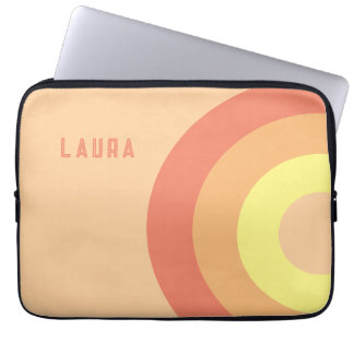 Custom name Rainbow Target – pink, Peach  Laptop Sleeve