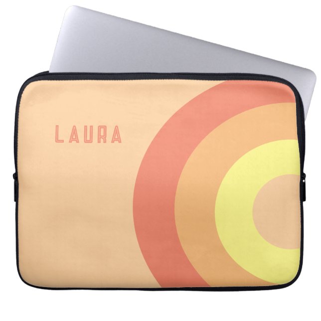 Custom name Rainbow Target – pink, Peach  Laptop Sleeve (Front)
