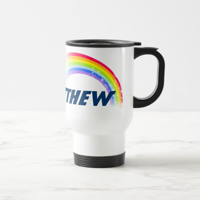 Custom name rainbow travel boys blue mug (Right)
