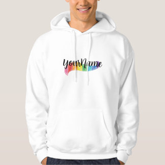 Custom Name Rainbow Watercolor Rainbow Pride Month Hoodie