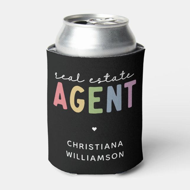 Custom Name Real Estate Agent | Realtor Gifts Can Cooler (Can Front)