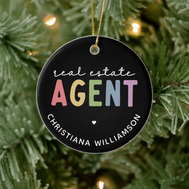 Custom Name Real Estate Agent | Realtor Gifts Ceramic Tree Decoration (Tree)