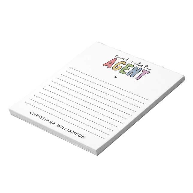 Custom Name Real Estate Agent | Realtor Gifts Notepad (Rotated)