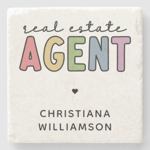 Custom Name Real Estate Agent Realtor Gifts Stone Coaster
