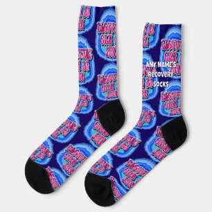 CUSTOM NAME Recovery FUN Geode 12 Step AA Slogan Socks