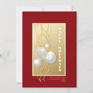Custom Name Red and Gold Holiday Greeting Card