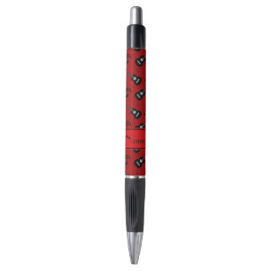 Custom name red black guitars music notes