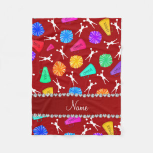 Custom name red cheerleading pompoms fleece blanket