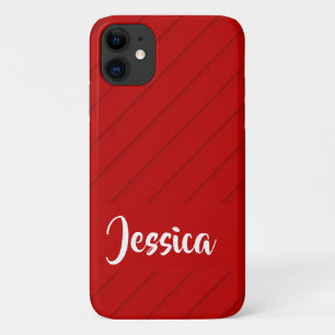 Custom name red diagonal plastic textured Case-Mate iPhone case