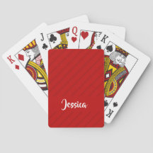 Custom name red diagonal plastic textured