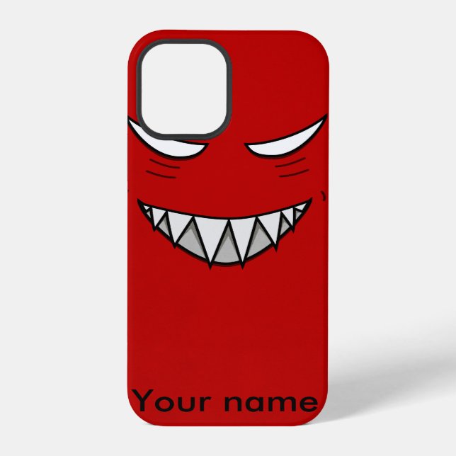 Custom Name Red Evil Grin iPhone Case (Back)