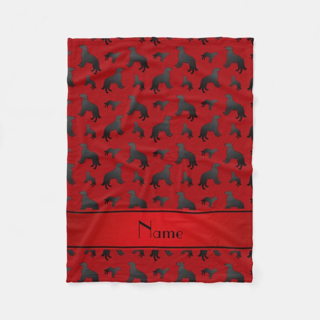 Custom name red flat coated retriever dogs fleece blanket (Front)